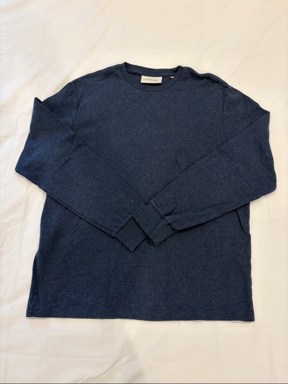 FRAME Navy Crewneck Long Sleeve Shirt